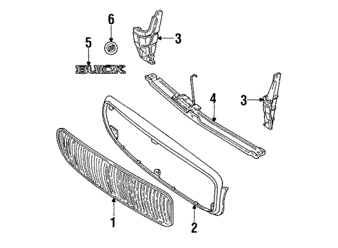 1995 Buick LeSabre Plate, Radiator Grille Name Diagram for 25554776