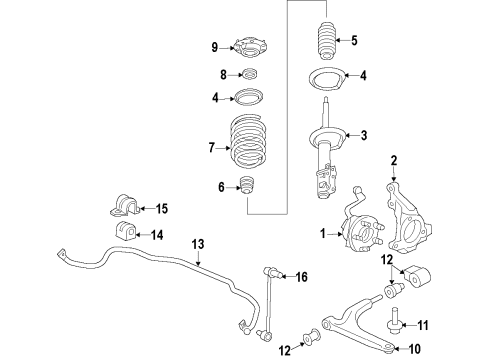 2014 Buick Verano Front Suspension Strut Assembly Diagram for 23483689