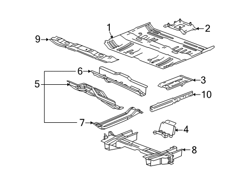 2006 Pontiac Torrent Pillars, Rocker & Floor - Floor & Rails Diagram