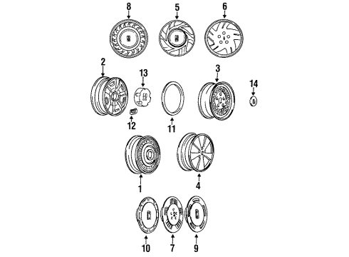 1989 Oldsmobile Cutlass Supreme Wheel Rim Assembly, 14 X 5.5 Diagram for 14102316