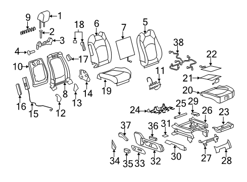 2017 Buick Enclave Support Assembly, Front Seat Cushion Pad Diagram for 22913778