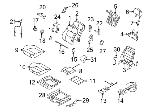 2008 Saturn Astra Cover,Front Seat Inner Reclining Finish Diagram for 13226027