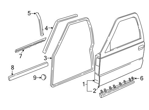 1994 GMC Sonoma Door Assembly,Front Side (W/O Hinges), Rh Diagram for 12470376