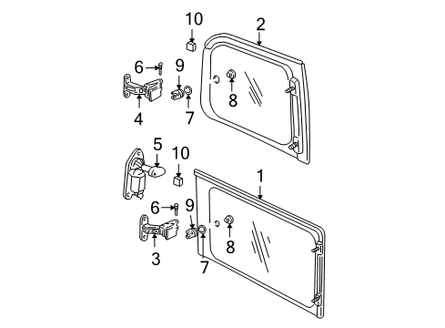 1998 Chevy Venture Weatherstrip Assembly, Rear Side Door Window Diagram for 10353840