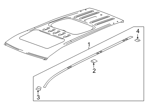 2023 Chevy Traverse Cap, Roof Panel Joint Finish Molding Front End Diagram for 84019257