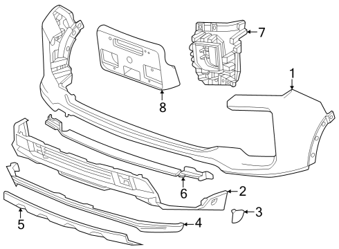 2024 Chevy Silverado 2500 HD Exterior Trim - Front Bumper Diagram