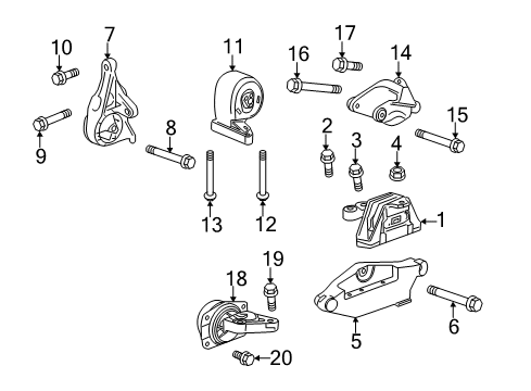 2016 Cadillac SRX Engine & Trans Mounting Diagram