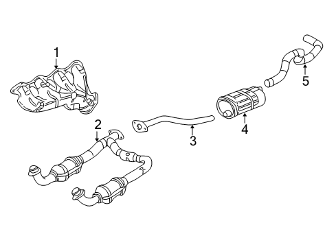 2004 Chevy Avalanche 2500 Exhaust Muffler Assembly (W/ Exhaust Pipe & Tail Pipe) Diagram for 15232530