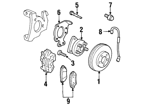 2001 Oldsmobile Aurora Brake Components, Brakes Diagram