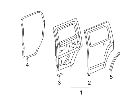 2009 Hummer H3 Rear Door, Body Diagram