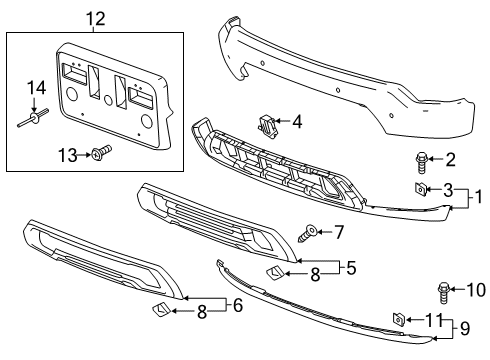 2019 GMC Sierra 1500 Deflector Assembly, Front Bpr Fascia Air Diagram for 84225817