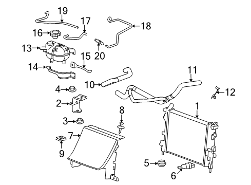 2008 Saturn Sky Radiator & Components Diagram