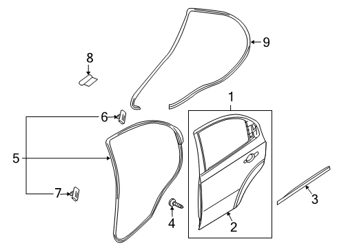 2007 Chevy Aveo Rear Door, Body Diagram