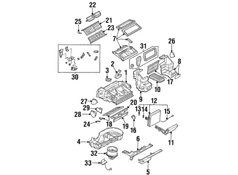 2004 Oldsmobile Silhouette A/C Evaporator & Heater Components Diagram