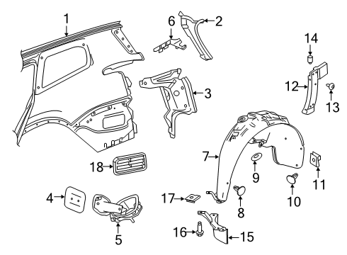 2020 Cadillac XT6 BAFFLE ASM-QTR UPR PNL Diagram for 84782730