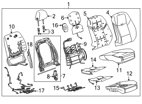 2014 Cadillac CTS Passenger Seat Components Diagram 6 - Thumbnail