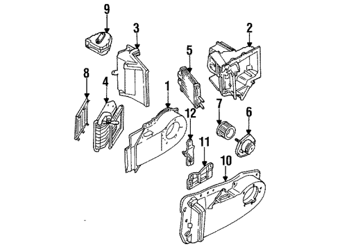 1992 Buick LeSabre A/C Evaporator & Heater Components Diagram