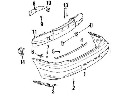 1997 Saturn SC2 Support, Rear Bumper Fascia Diagram for 21110784