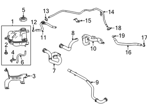 2024 Cadillac CT4 Clip,Auxiliary Radiator Outlet Pipe Diagram for 11548857