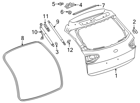 2020 Buick Regal TourX Bracket Assembly, Lift Gate Strut (Body Side) Diagram for 39123320