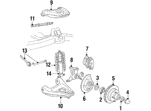 1986 Pontiac Grand Prix Front Suspension, Control Arm Diagram 2 - Thumbnail