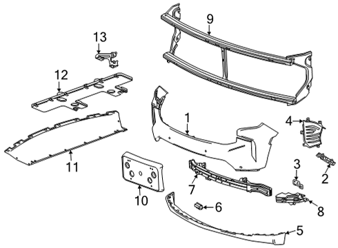 2022 Chevy Suburban Reinforcement, Front Bpr Fascia Lwr *Black Diagram for 84834019