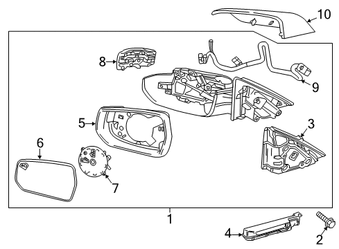 2023 Chevy Malibu Cover, Outside Rear View Mirror Housing Upper *Black Diagram for 23251585