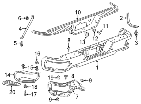 2023 Chevy Silverado 3500 HD Bumper & Components - Rear Diagram