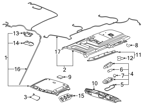 2014 GMC Savana 1500 Module Assembly, Front Headlining Trim <See Guide Conta*Shale Diagram for 22900577