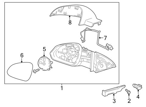 2016 Buick Regal Mirror Assembly, Outside Rear View *Service Primer Diagram for 22905577