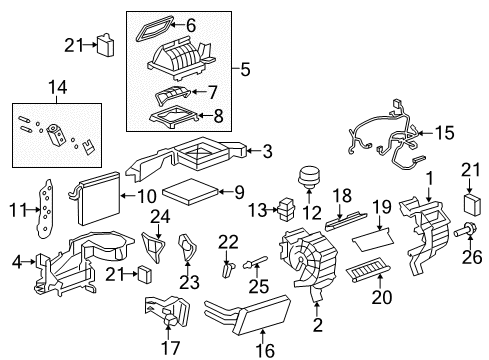 2014 Chevy Captiva Sport Case,A/C Evaporator Diagram for 19260494