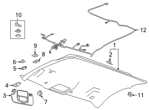 2021 GMC Sierra 1500 Sunshade Assembly, . *Dk Atmospher Diagram for 84657814