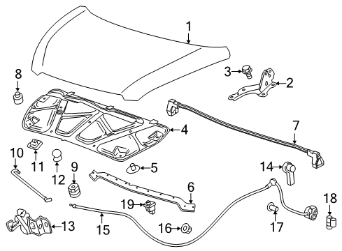 2021 Chevy Spark Hood & Components, Body Diagram