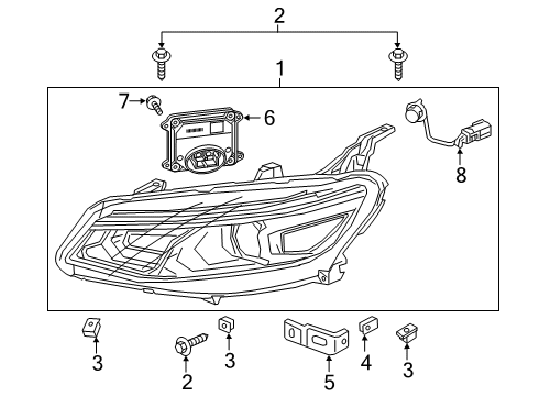 2023 Chevy Malibu Headlamp Components Diagram 1 - Thumbnail