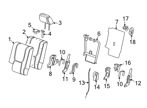 2007 Pontiac Torrent Rear Seat Components Diagram 1 - Thumbnail