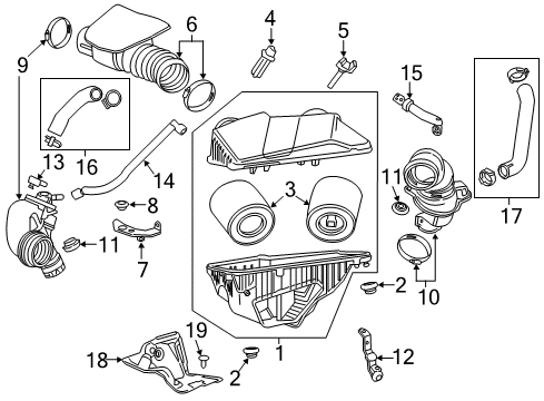 2016 Cadillac ATS Bracket, Air Cleaner Outlet Duct Diagram for 22844629