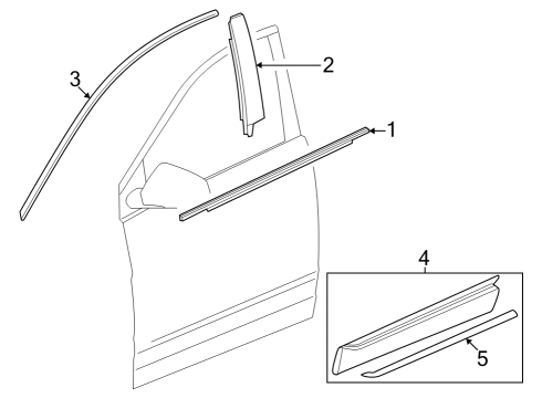 2024 Cadillac LYRIQ Exterior Trim - Front Door Diagram