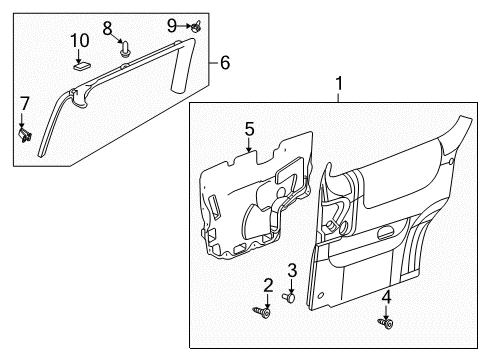 2005 Chevy Uplander Interior Trim - Side Loading Door Diagram