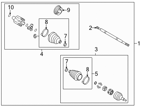 2011 Cadillac DTS Drive Axles - Front Diagram