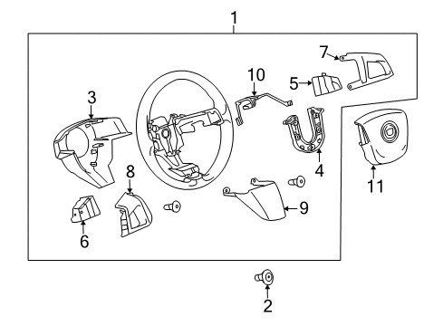 2010 Cadillac SRX Steering Wheel Assembly *Black Diagram for 20825355