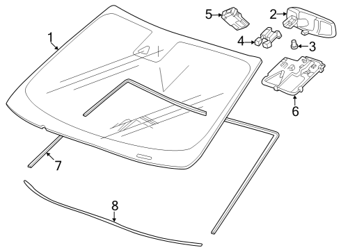 2024 Chevy Trax Glass, Reveal Moldings Diagram