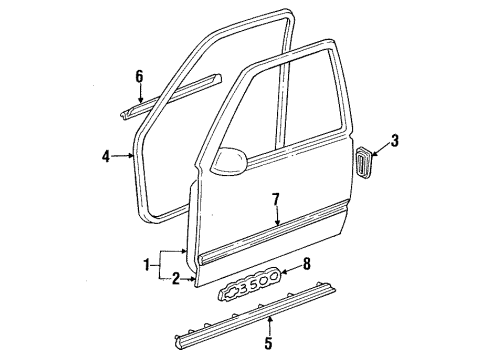 1999 Chevy C1500 Suburban Front Door, Body Diagram