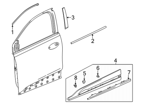 2023 Chevy Bolt EUV Exterior Trim - Front Door Diagram