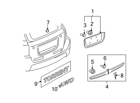 2007 Pontiac Torrent Exterior Trim - Lift Gate Diagram