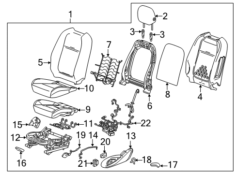 2015 Chevy Caprice Cover,Front Seat Cushion Diagram for 92457165