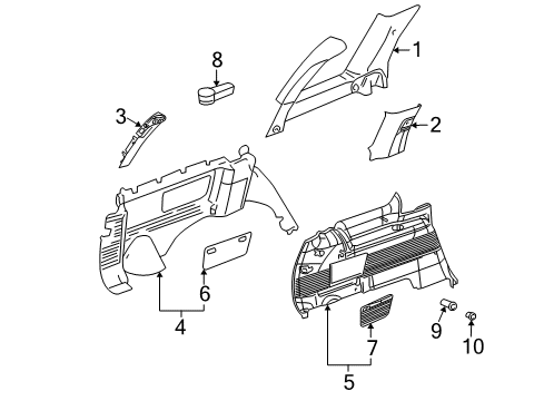 2004 GMC Envoy XL Molding Assembly, Body Side Window Front Garnish *Pewter I Diagram for 15191434