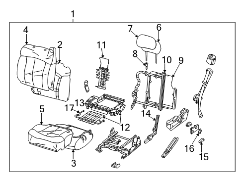 2006 Chevy Avalanche 2500 Cover,Driver Seat Back Cushion *Neutral Diagram for 19126795