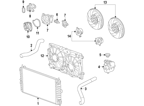 2014 Chevy Impala Cooling System, Radiator, Water Pump, Cooling Fan Diagram 8 - Thumbnail