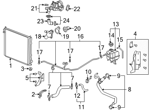 2010 Cadillac STS Radiator Outlet Hose Assembly Diagram for 89023433