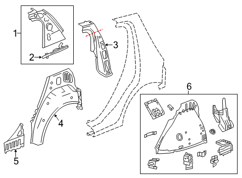 2017 Chevy Sonic Baffle, Quarter Inner Panel Belt Diagram for 95470365